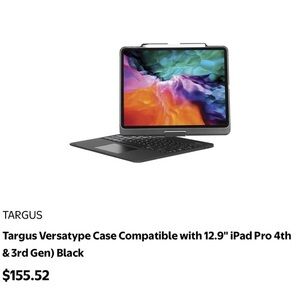 NEW Targus Versatype Case Compatible with 12.9" iPad Pro 4th & 3rd Gen) Black